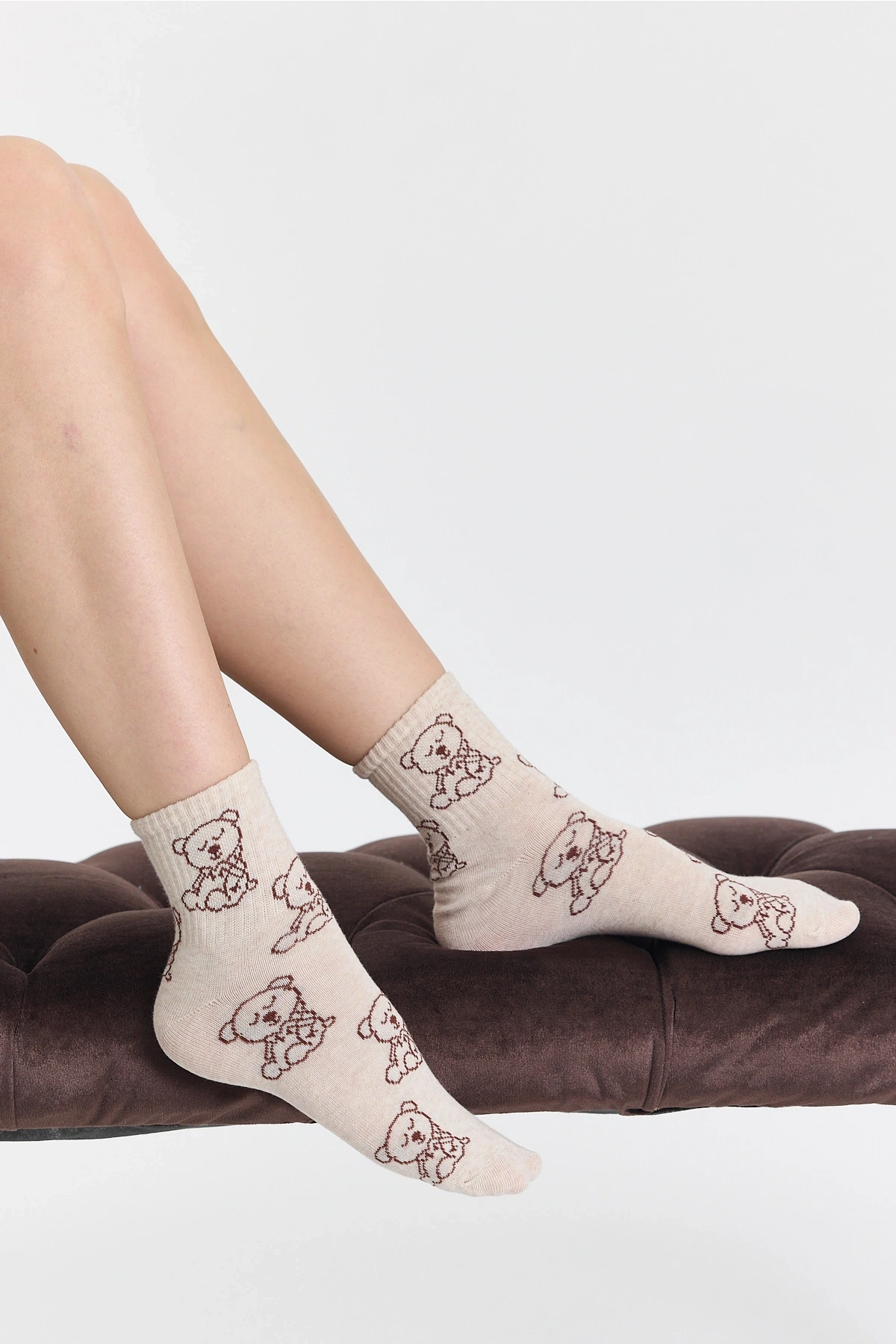 4 Çift Ayıcık Desenli Unisex Spor Kolej Çorap Seti - Sevimli ve Rahat Günlük Çoraplar