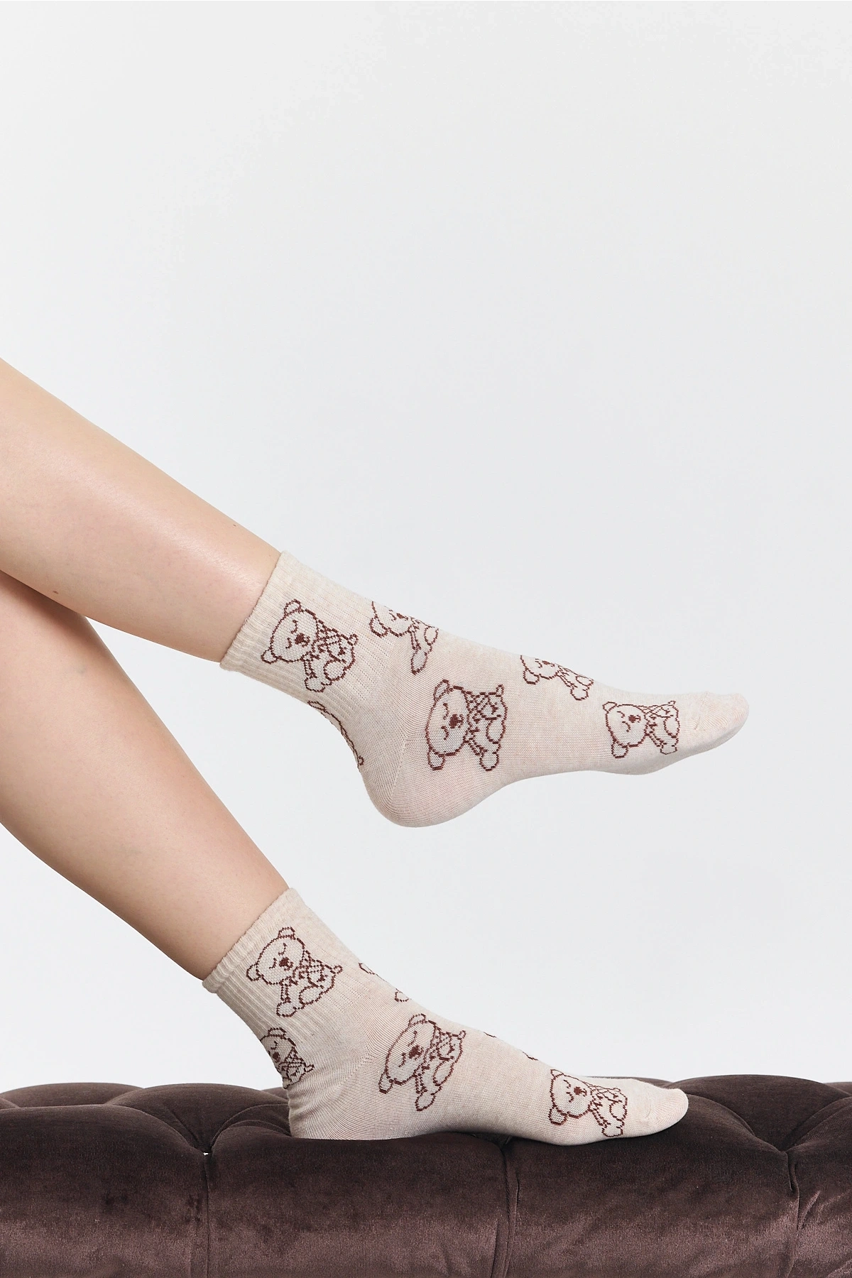 4 Çift Ayıcık Desenli Unisex Spor Kolej Çorap Seti - Sevimli ve Rahat Günlük Çoraplar