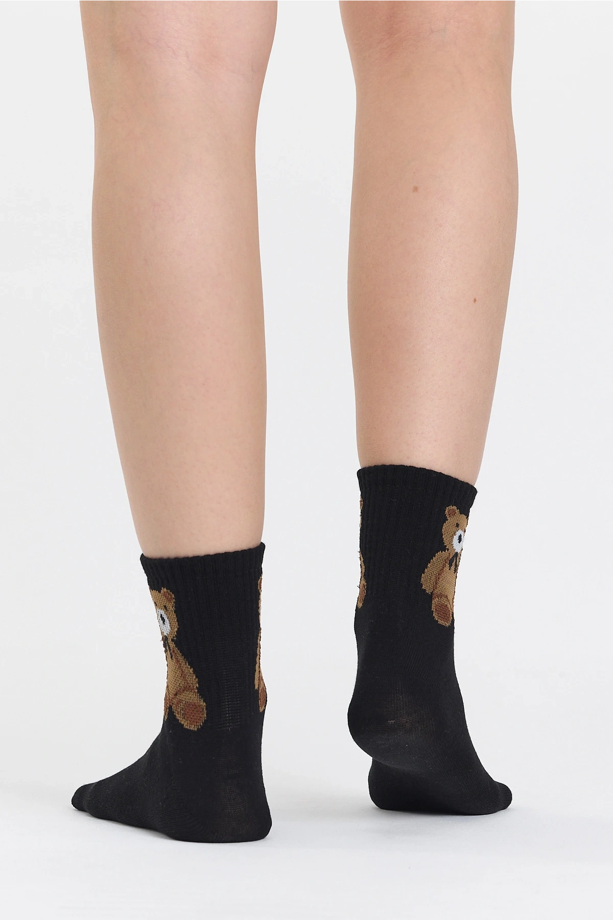 4Çift Bear Star İşlemeli Kolej Çorap Seti