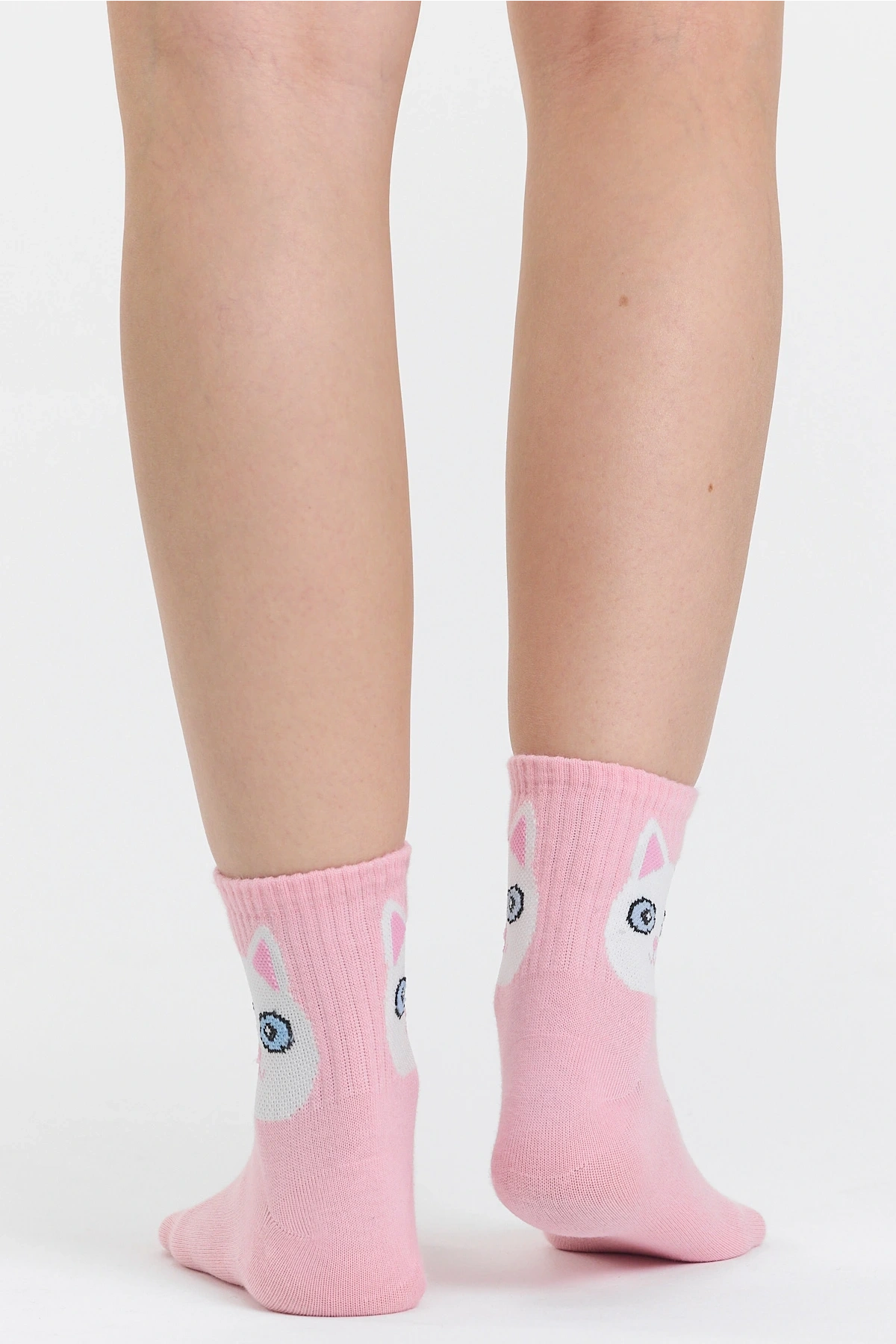 4 Çift Kedi Desenli Unisex Spor Kolej Çorap Seti - Sevimli ve Rahat Günlük Çoraplar