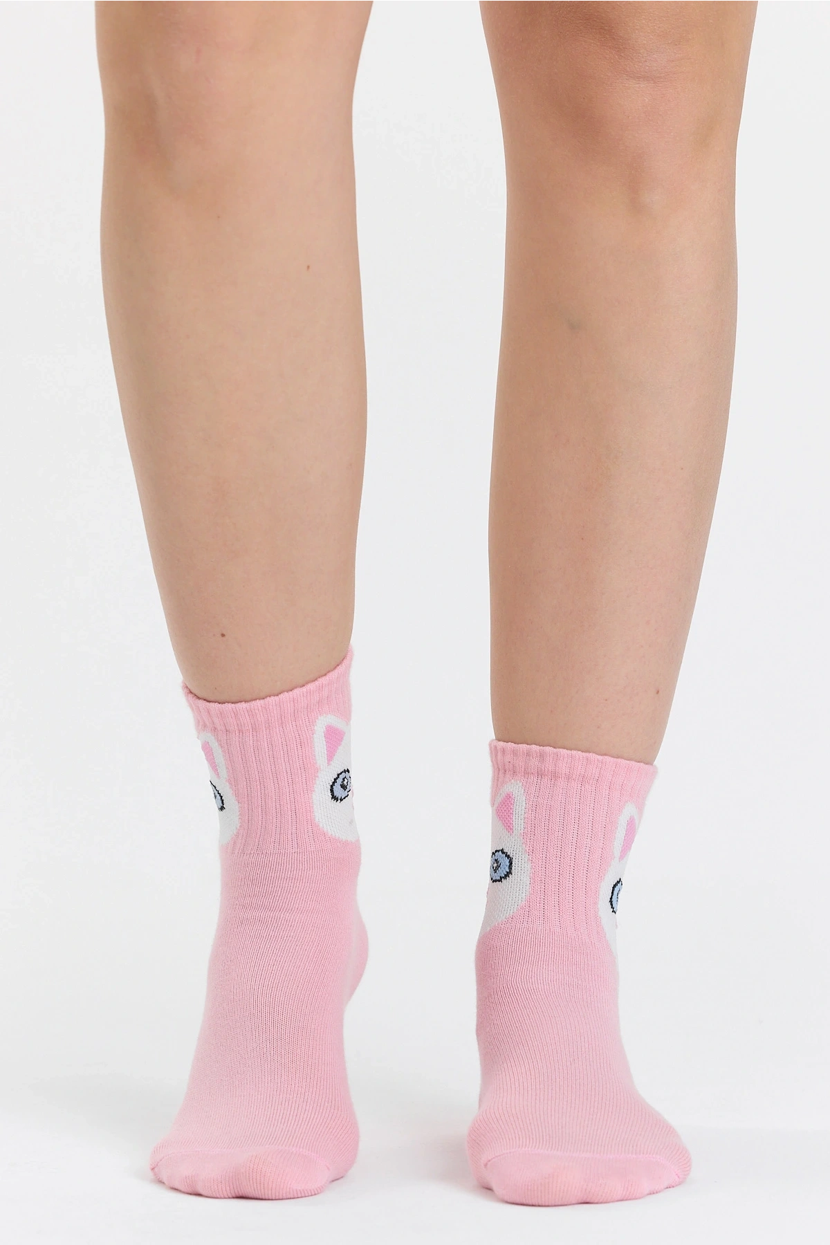 4 Çift Kedi Desenli Unisex Spor Kolej Çorap Seti - Sevimli ve Rahat Günlük Çoraplar