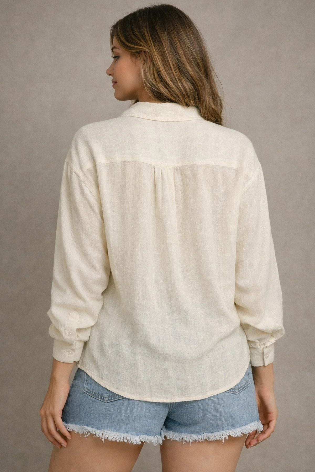 Oversize Pure Touch Krem Gömlek
