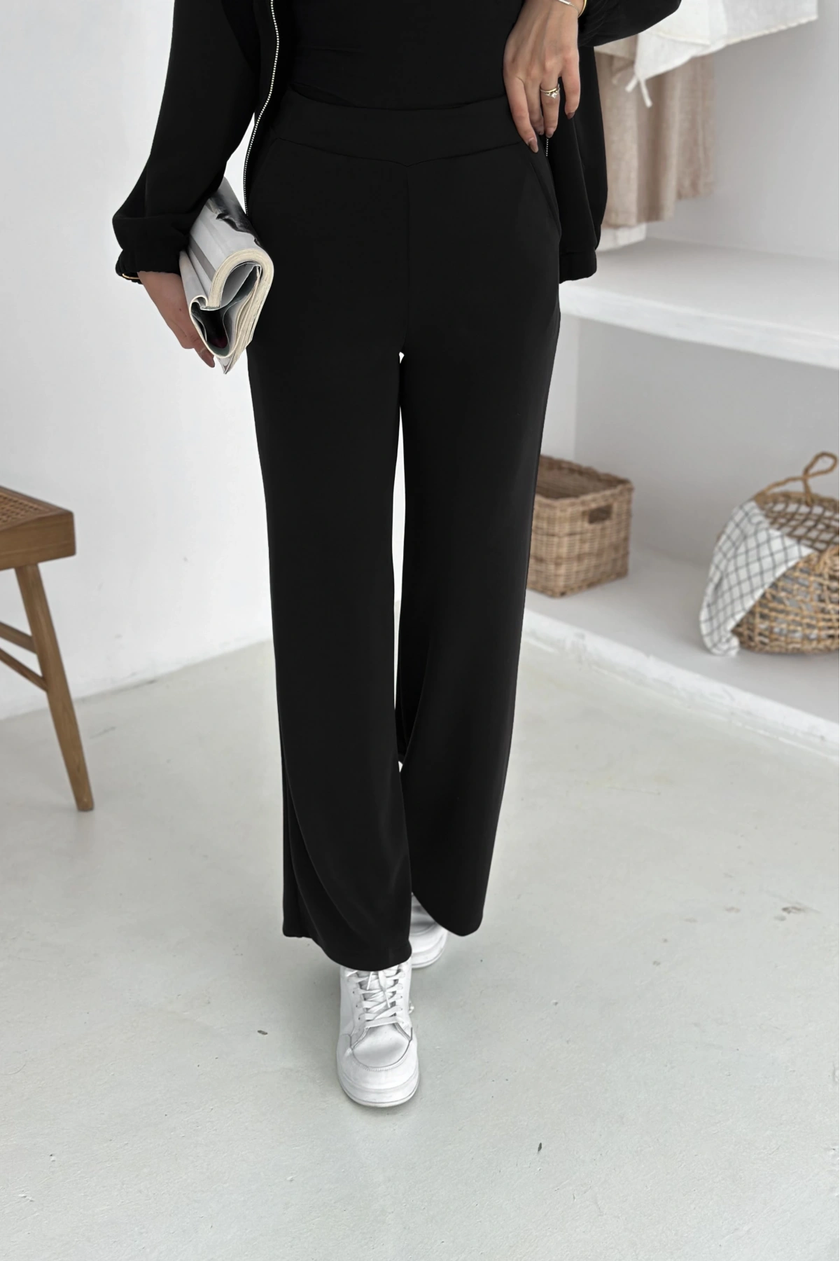 Beli Lastikli Fermuarlı Kapşonlu Premium Kalite Modal Takım