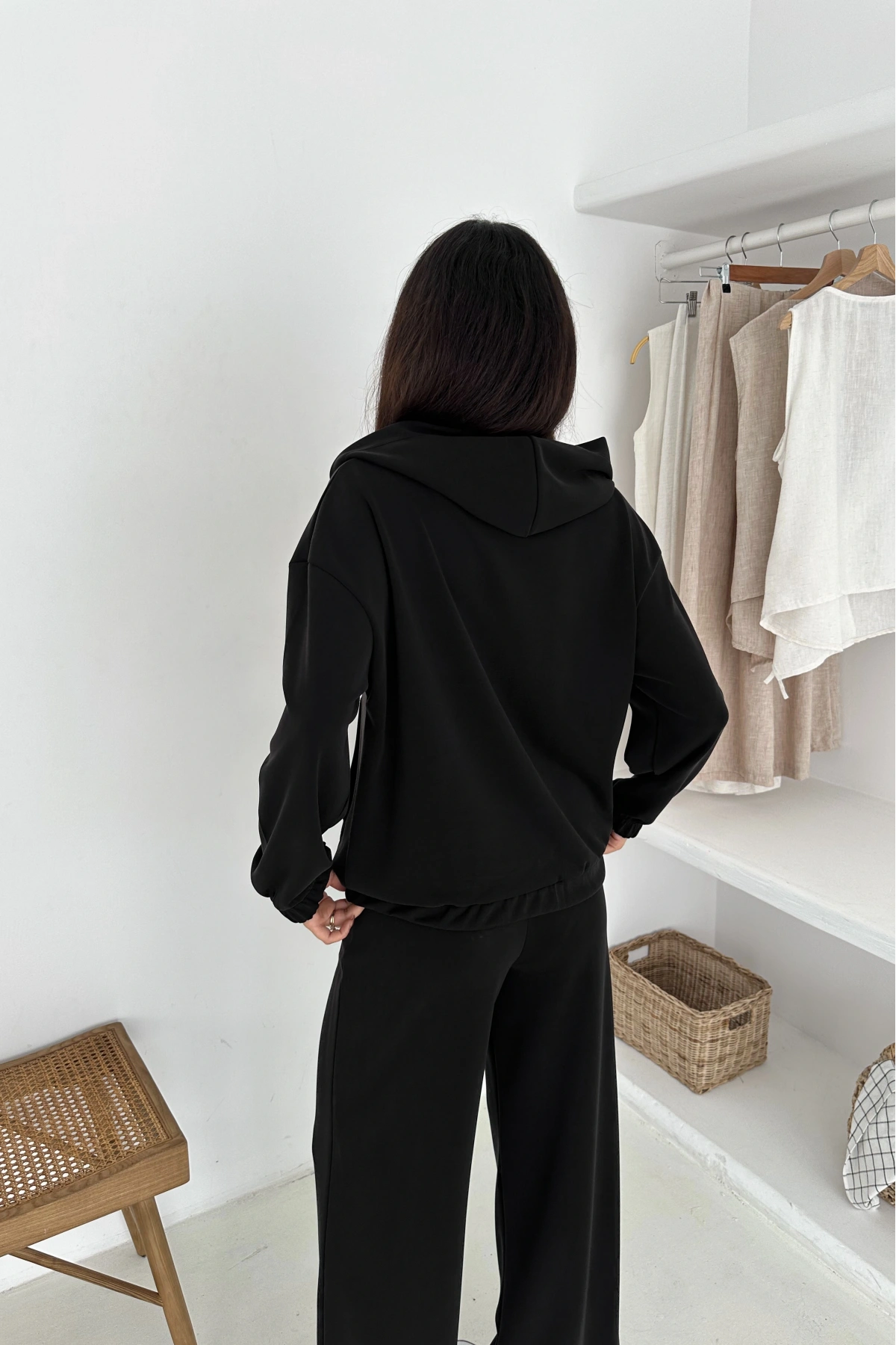 Beli Lastikli Fermuarlı Kapşonlu Premium Kalite Modal Takım