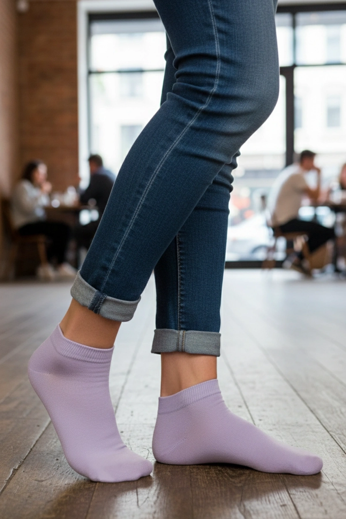 Dikişsiz Bambu Kısa Çorap Lila