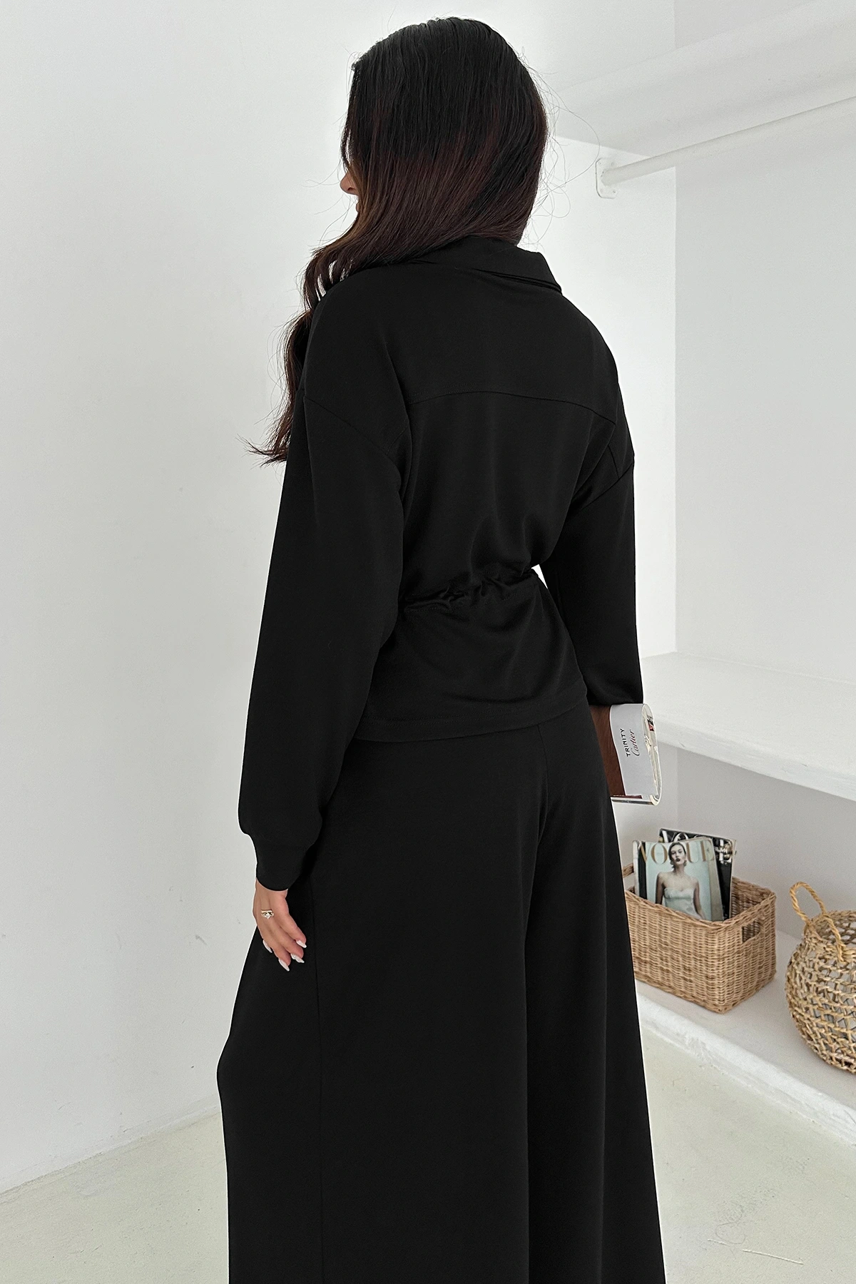 Fermuarlı Bel Detaylı Palazo Pantolonlu Modal Takım