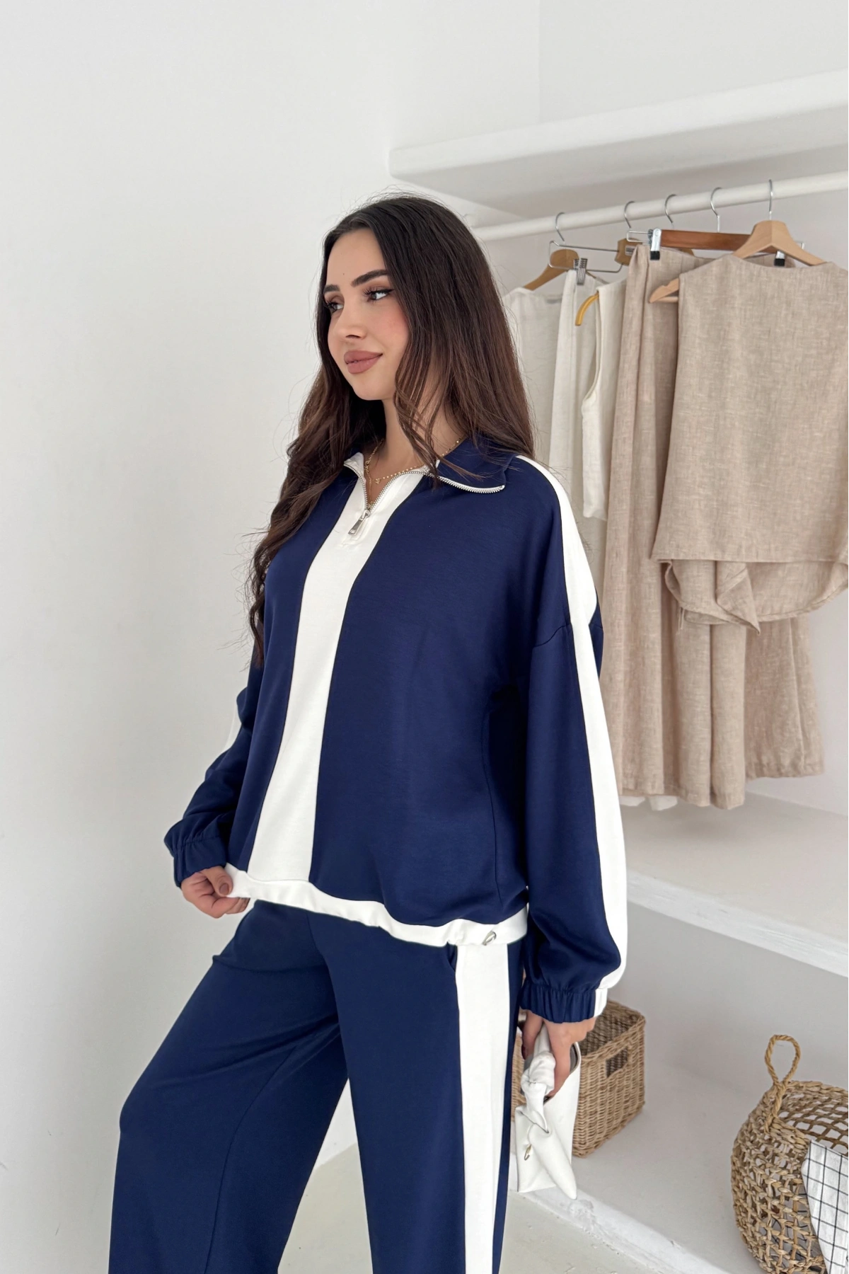 Garnili Yarım Fermuarlı Modal Takım