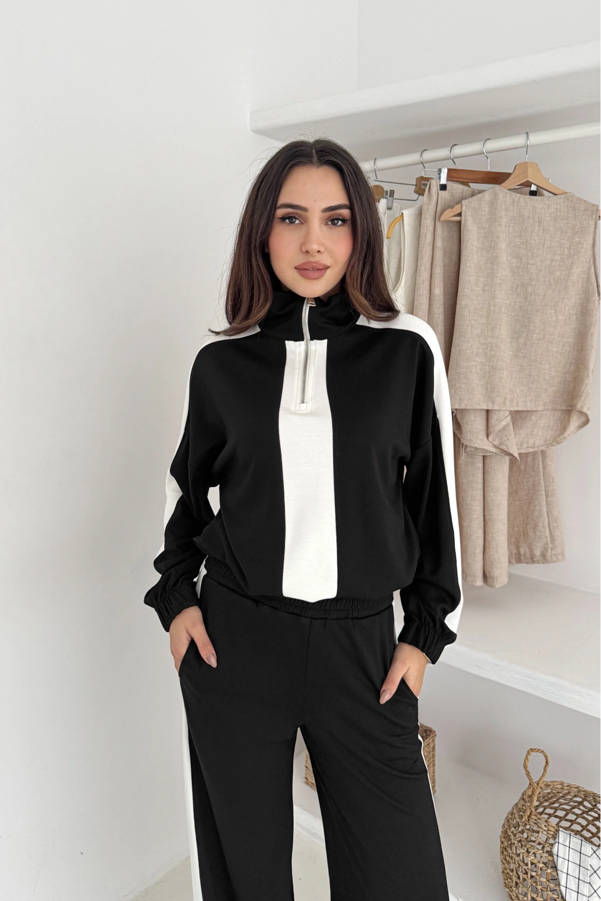 Garnili Yarım Fermuarlı Modal Takım