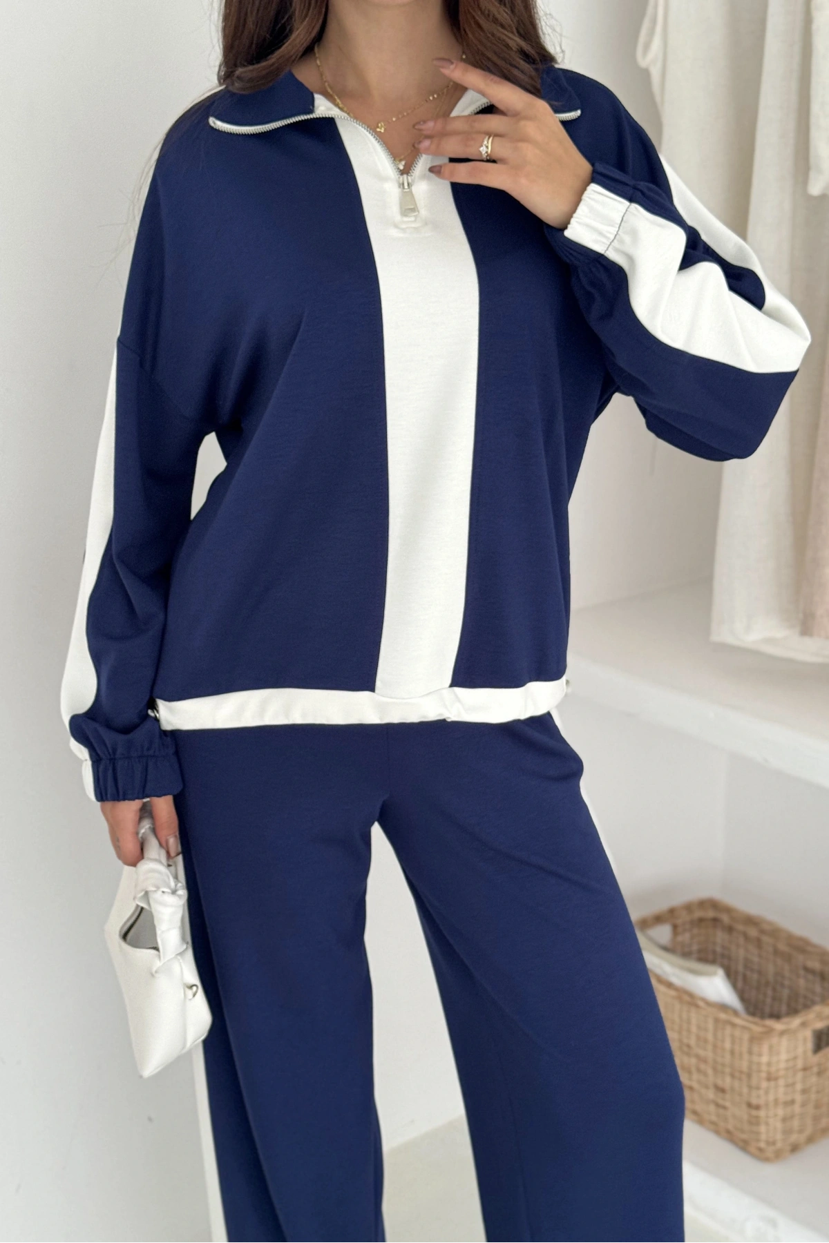 Garnili Yarım Fermuarlı Modal Takım