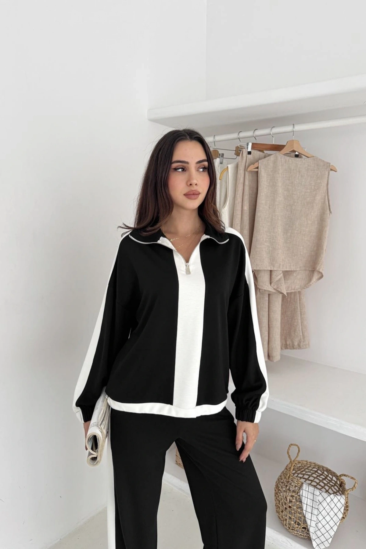 Garnili Yarım Fermuarlı Modal Takım