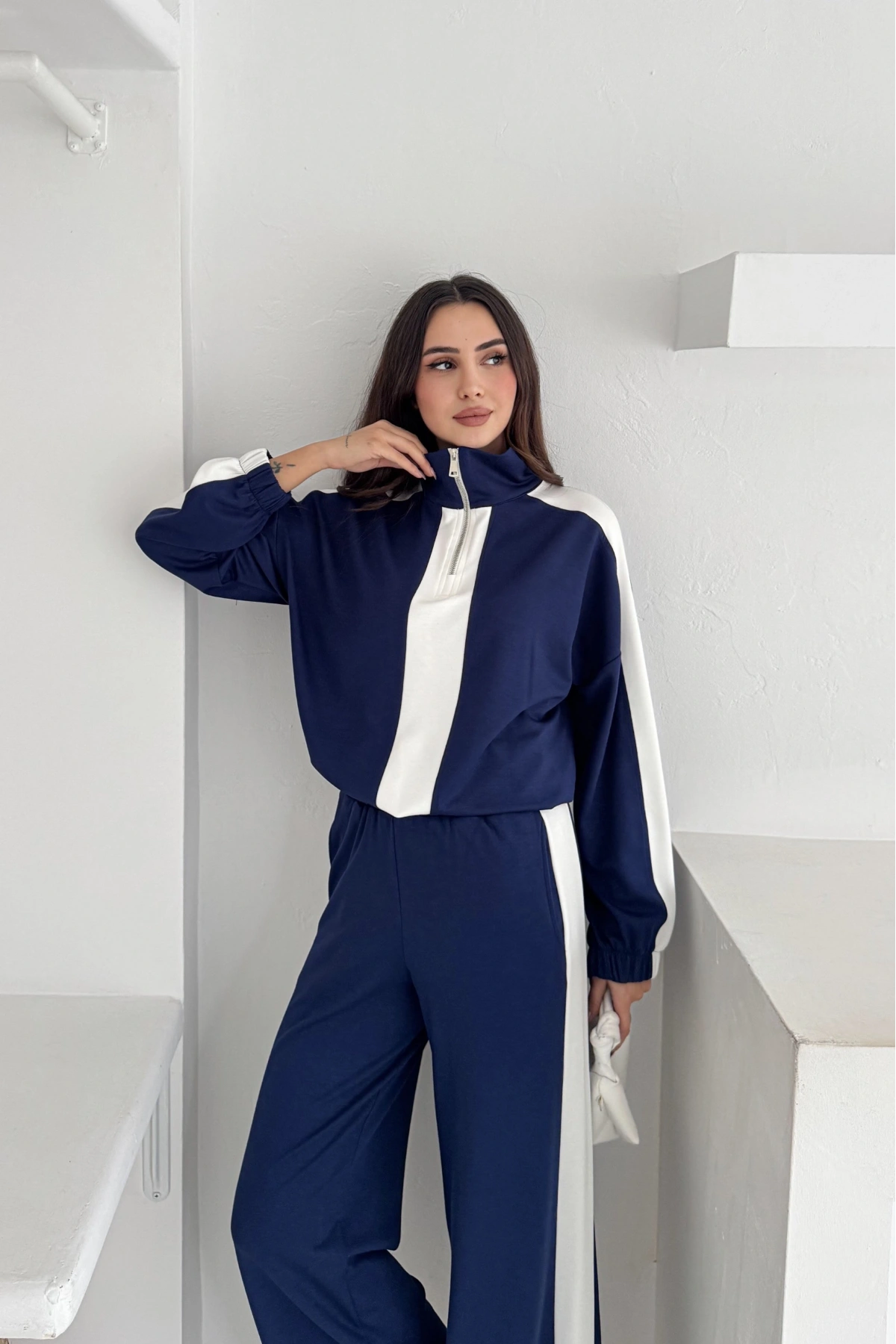 Garnili Yarım Fermuarlı Modal Takım