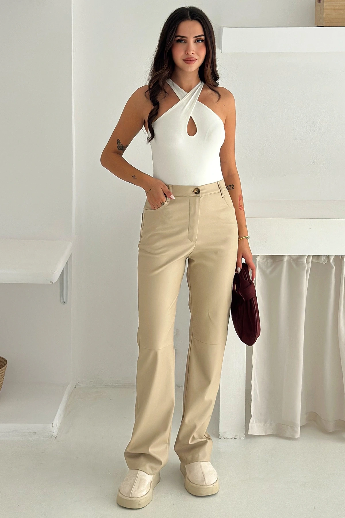 İçi Kadife Deri Pantolon