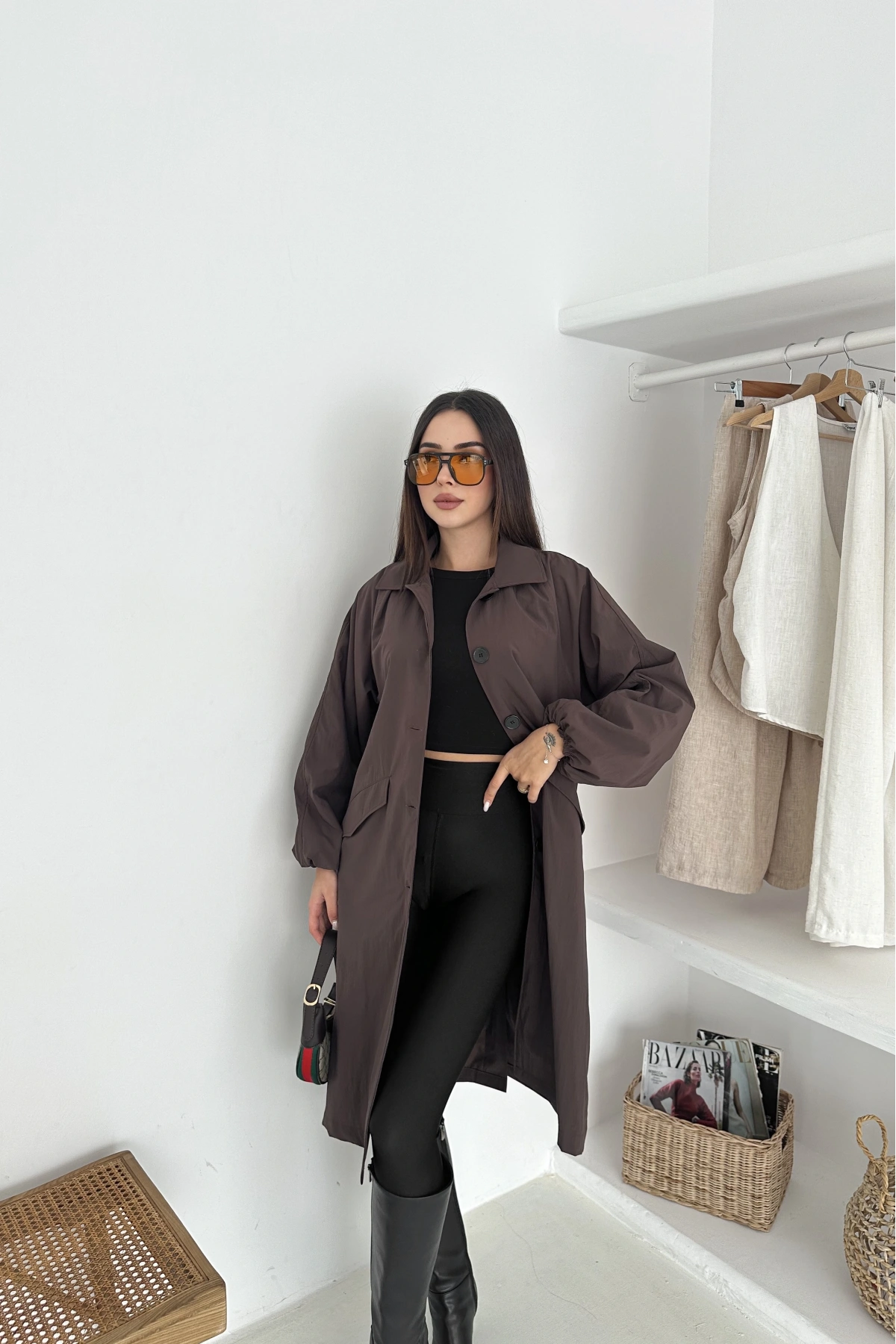 Kadın Astarlı Uzun Trençkot