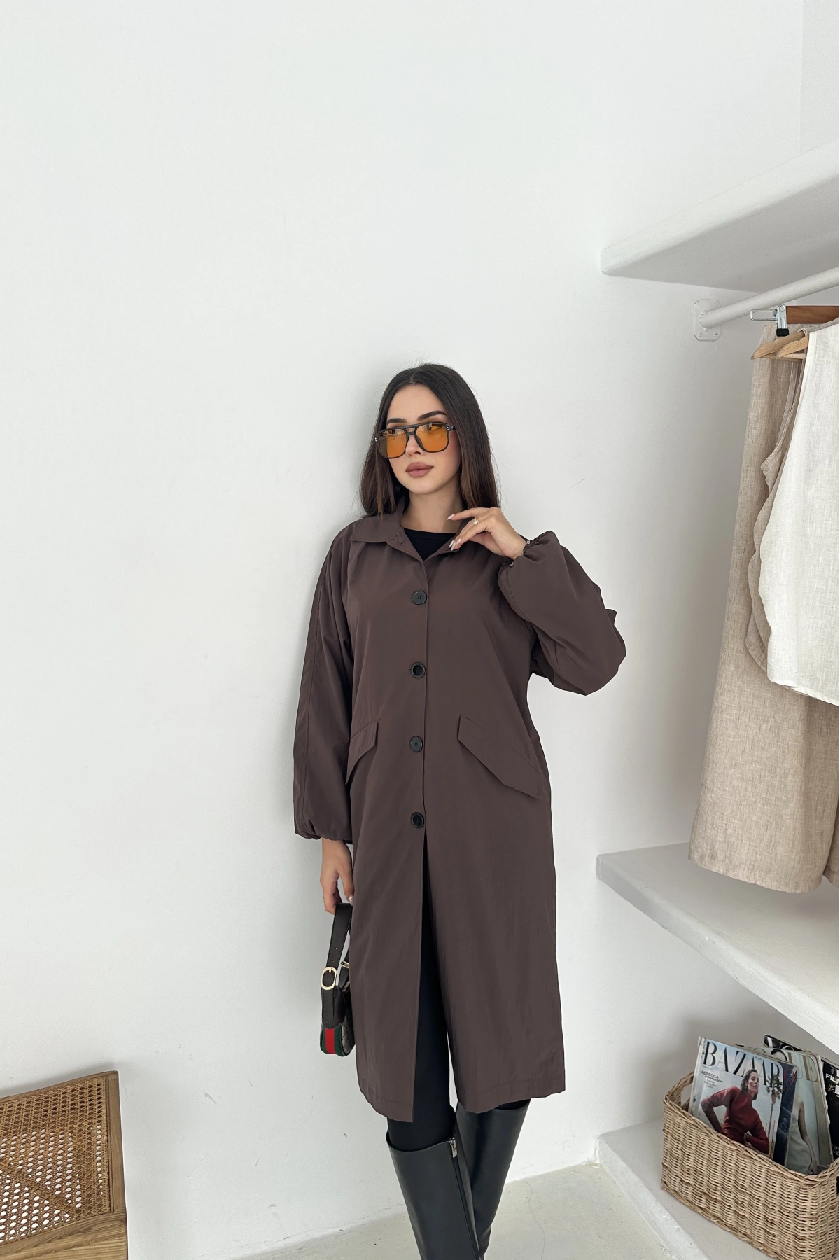 Kadın Astarlı Uzun Trençkot