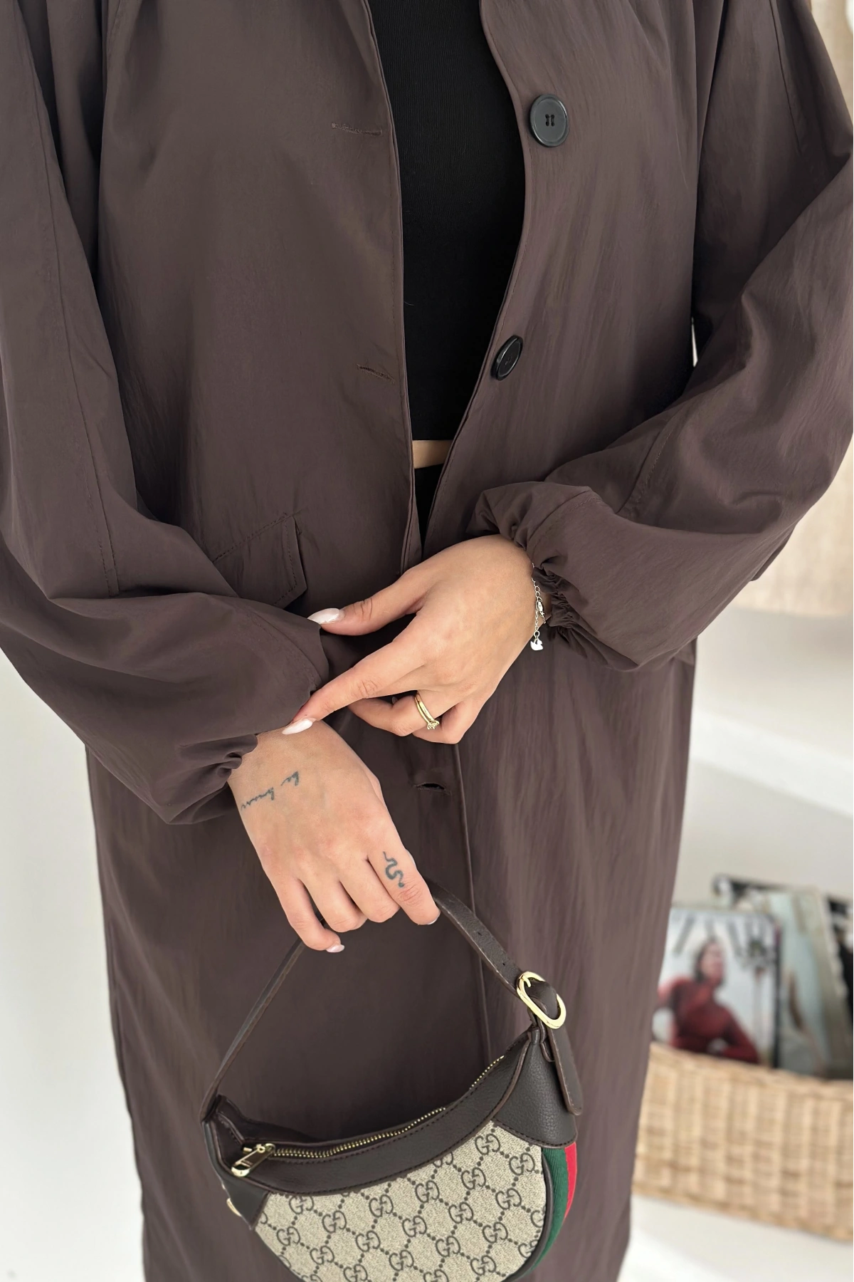 Kadın Astarlı Uzun Trençkot