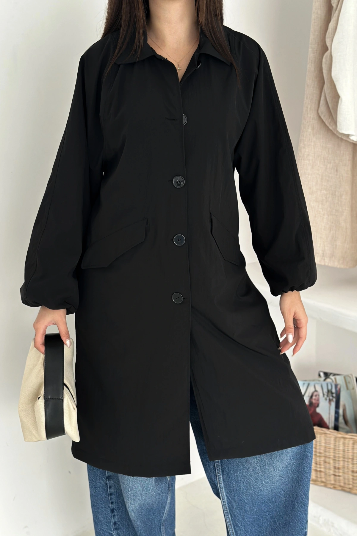 Kadın Astarlı Uzun Trençkot