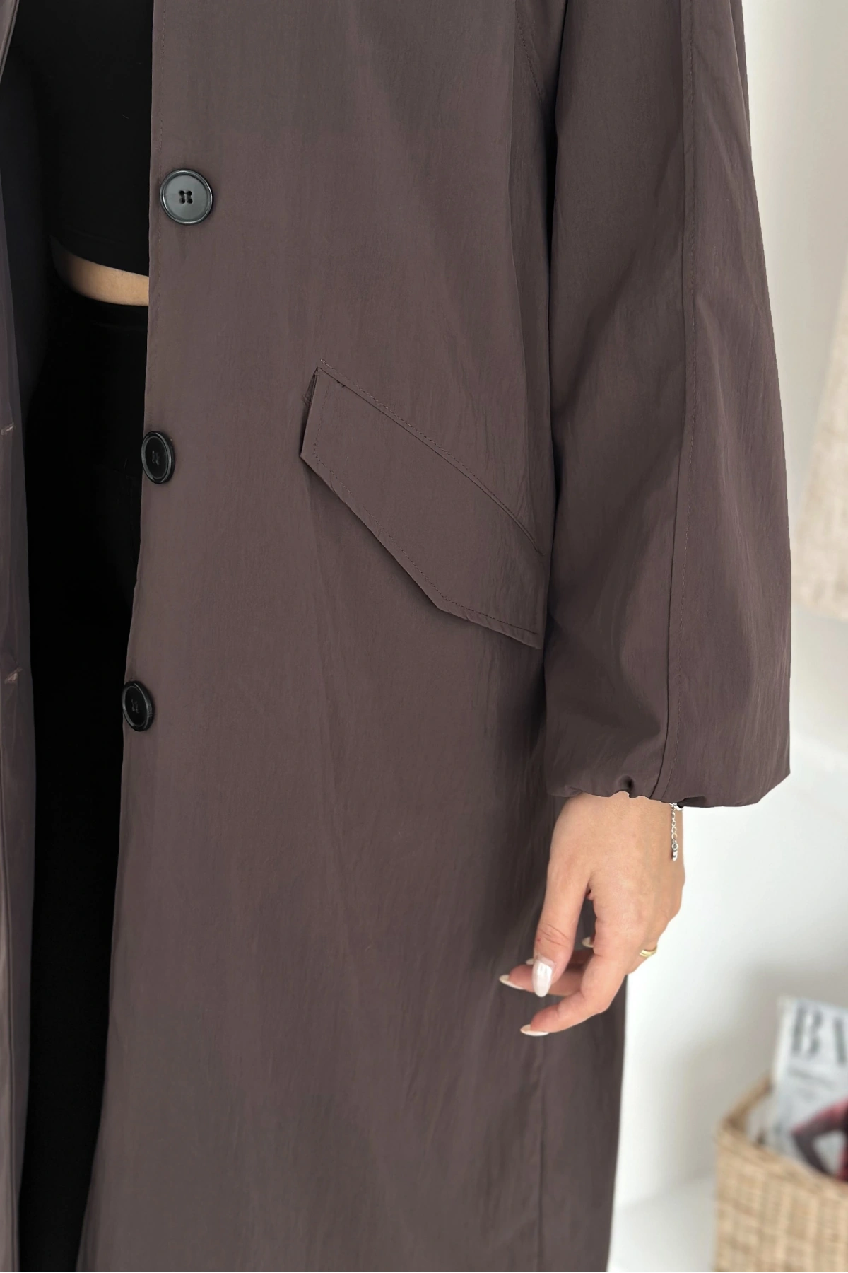 Kadın Astarlı Uzun Trençkot