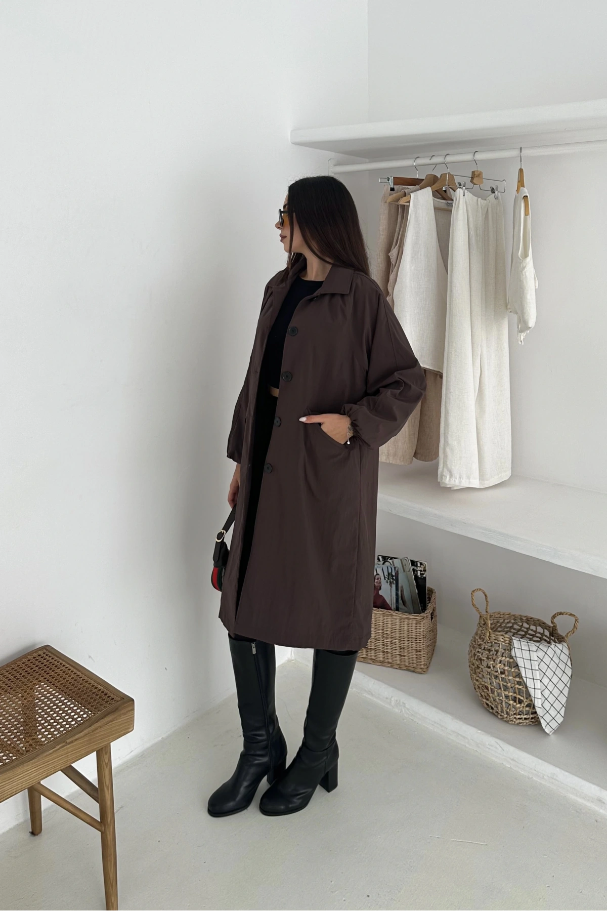 Kadın Astarlı Uzun Trençkot