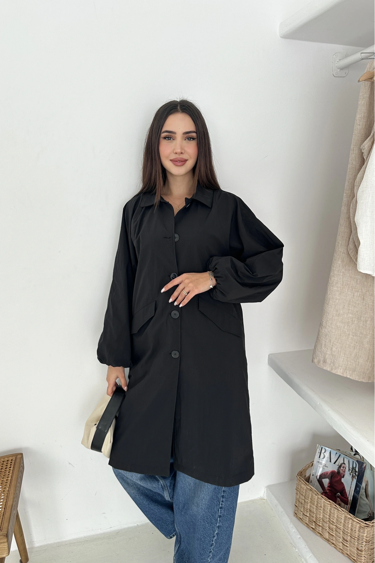 Kadın Astarlı Uzun Trençkot