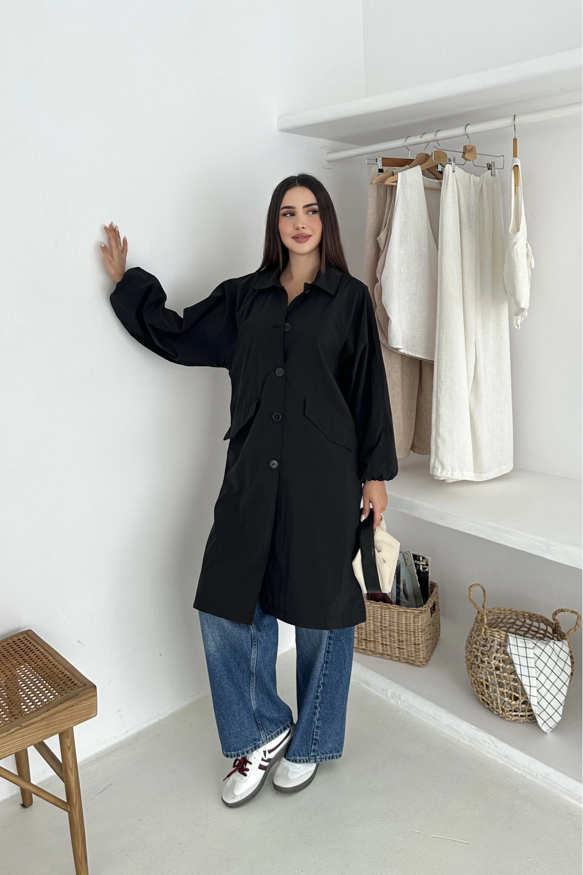 Kadın Astarlı Uzun Trençkot