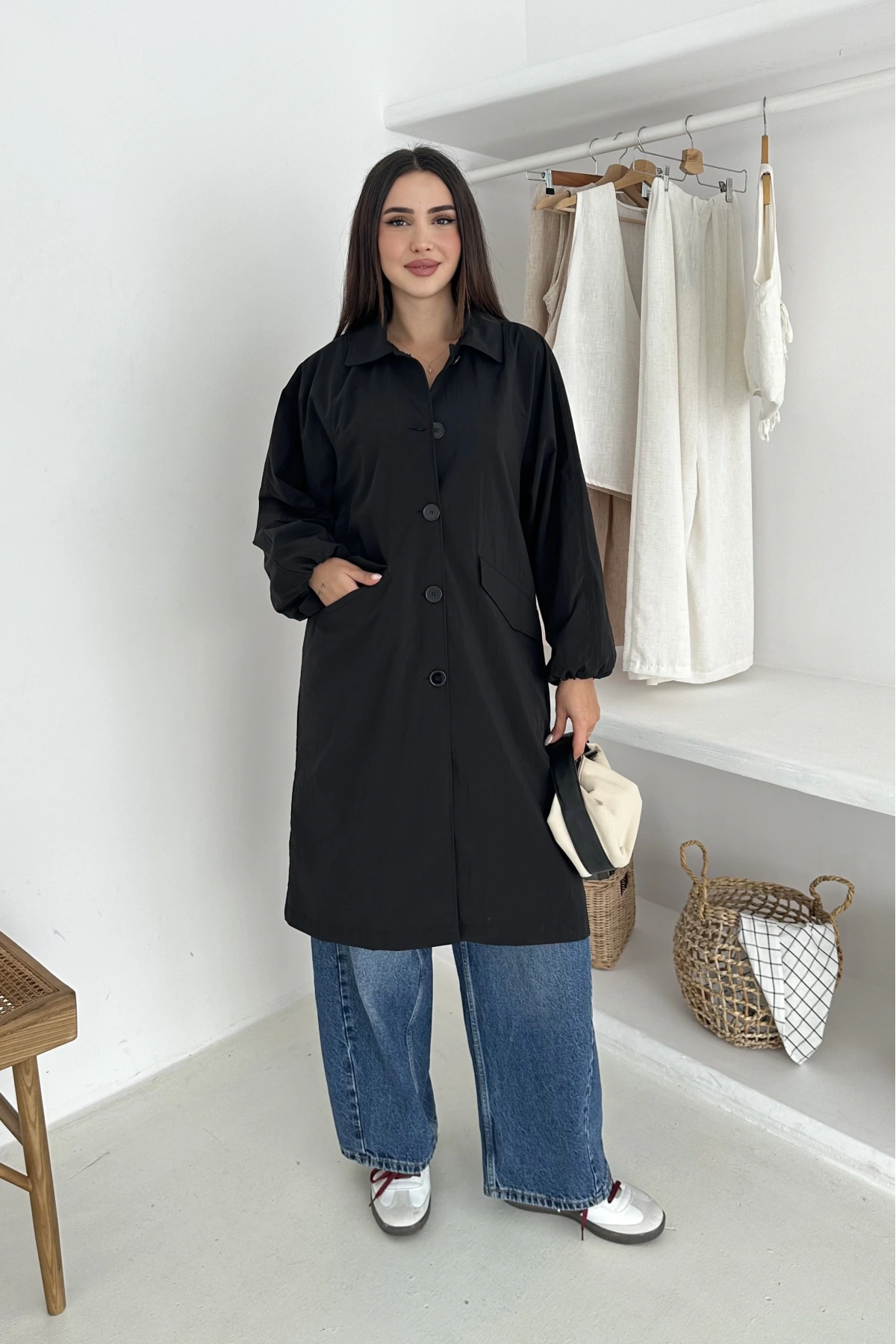 Kadın Astarlı Uzun Trençkot