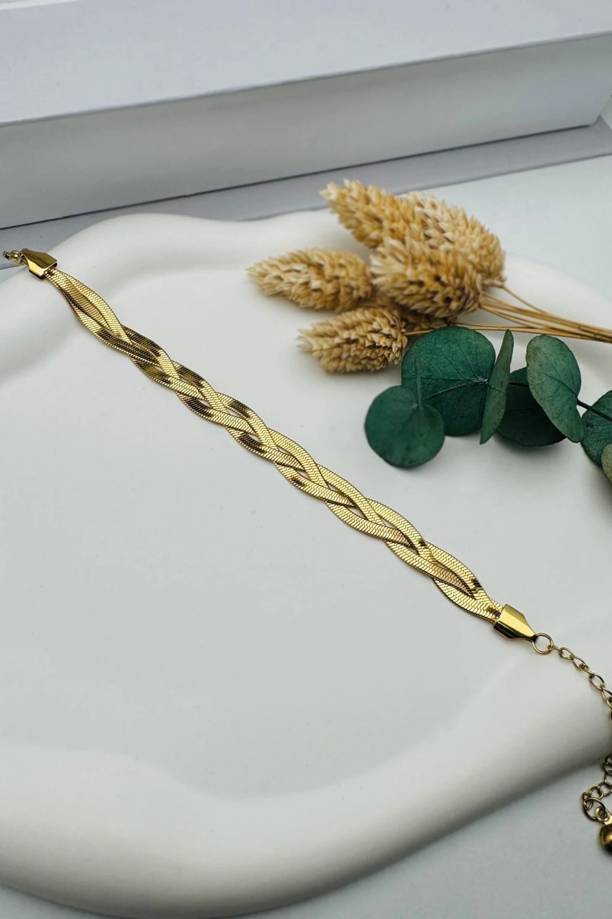 Kararma Yapmayan Gold Örgü Çelik Bileklik