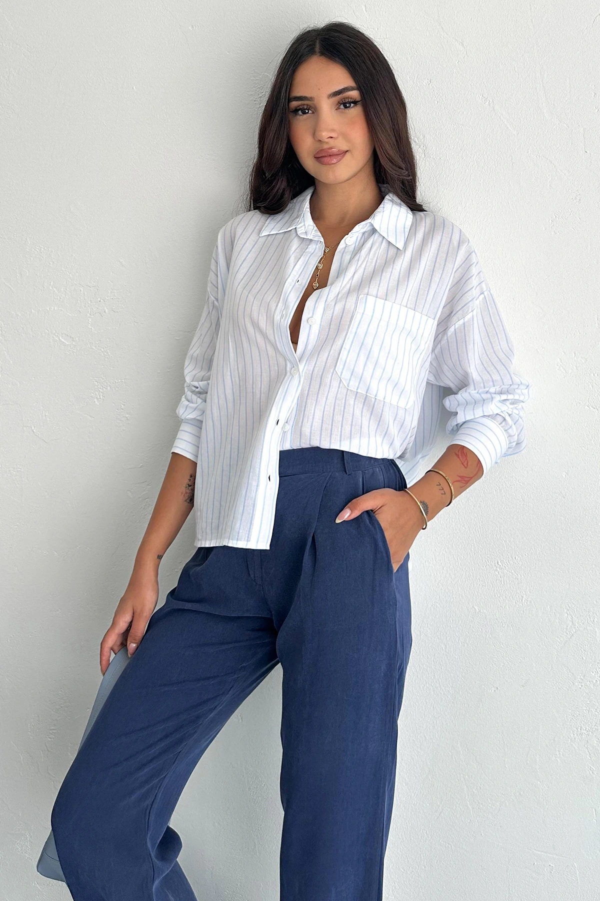 Ocean Breeze Cepli Çizgili Gömlek