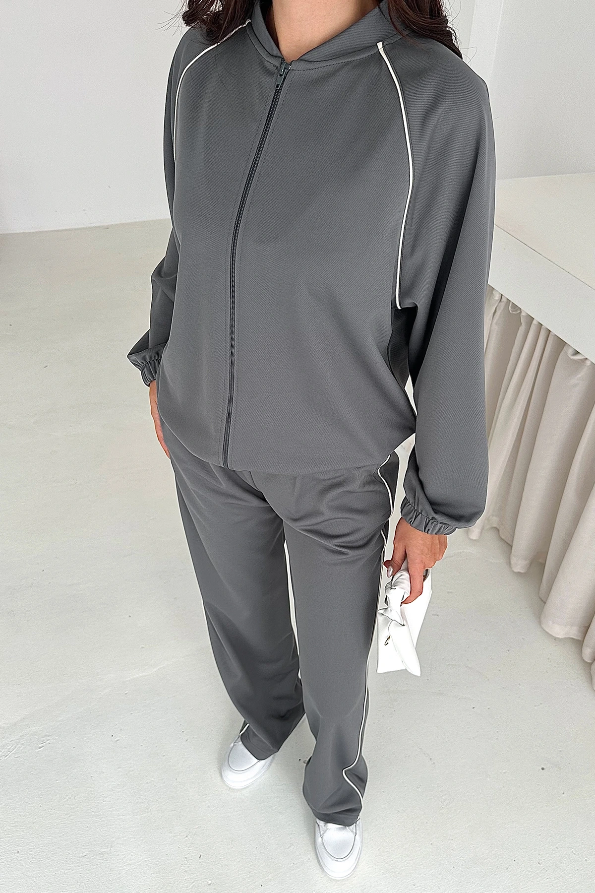 Örme Duble Şerit Detaylı Takım