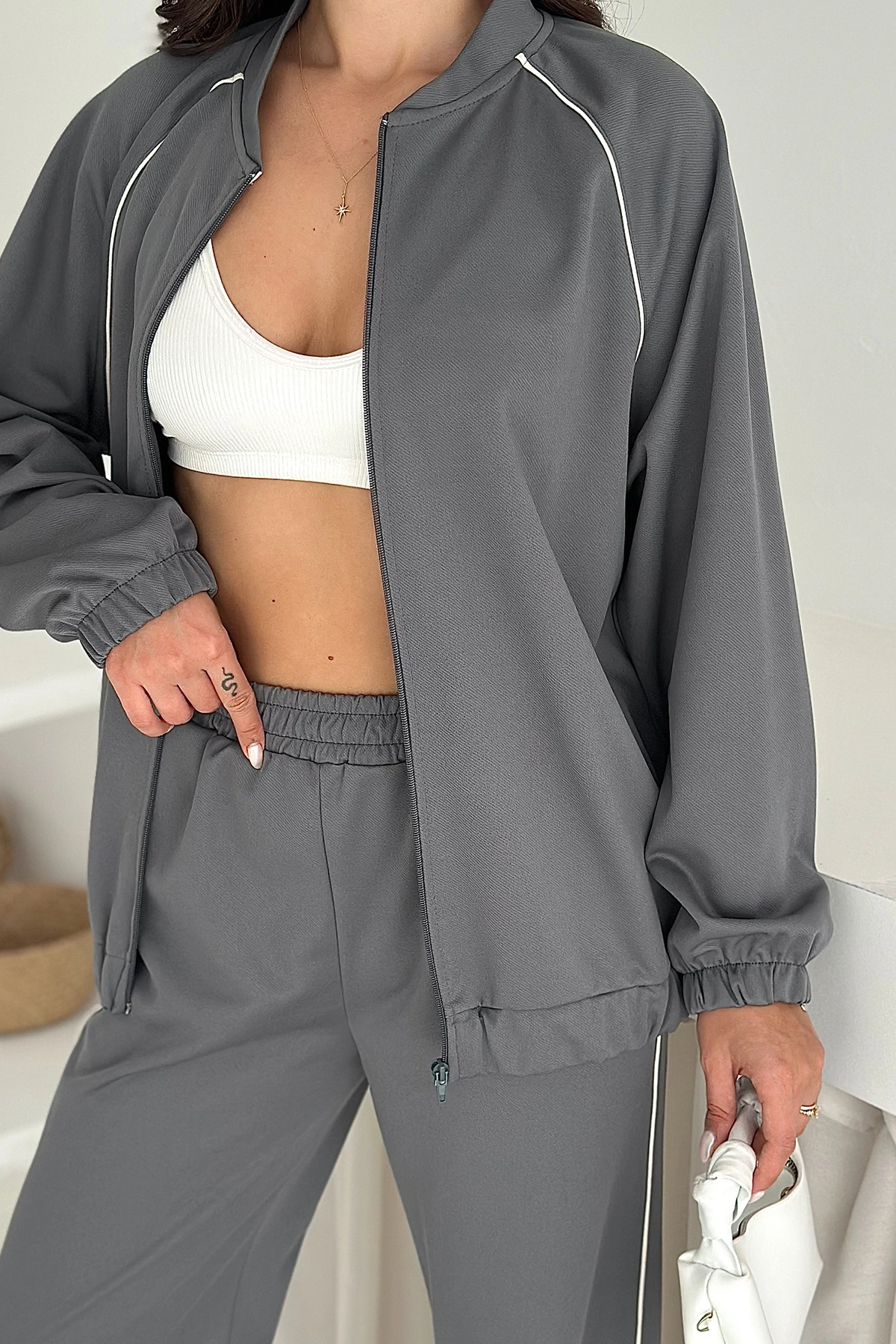 Örme Duble Şerit Detaylı Takım