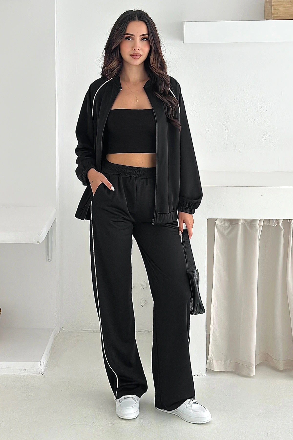 Örme Duble Şerit Detaylı Takım