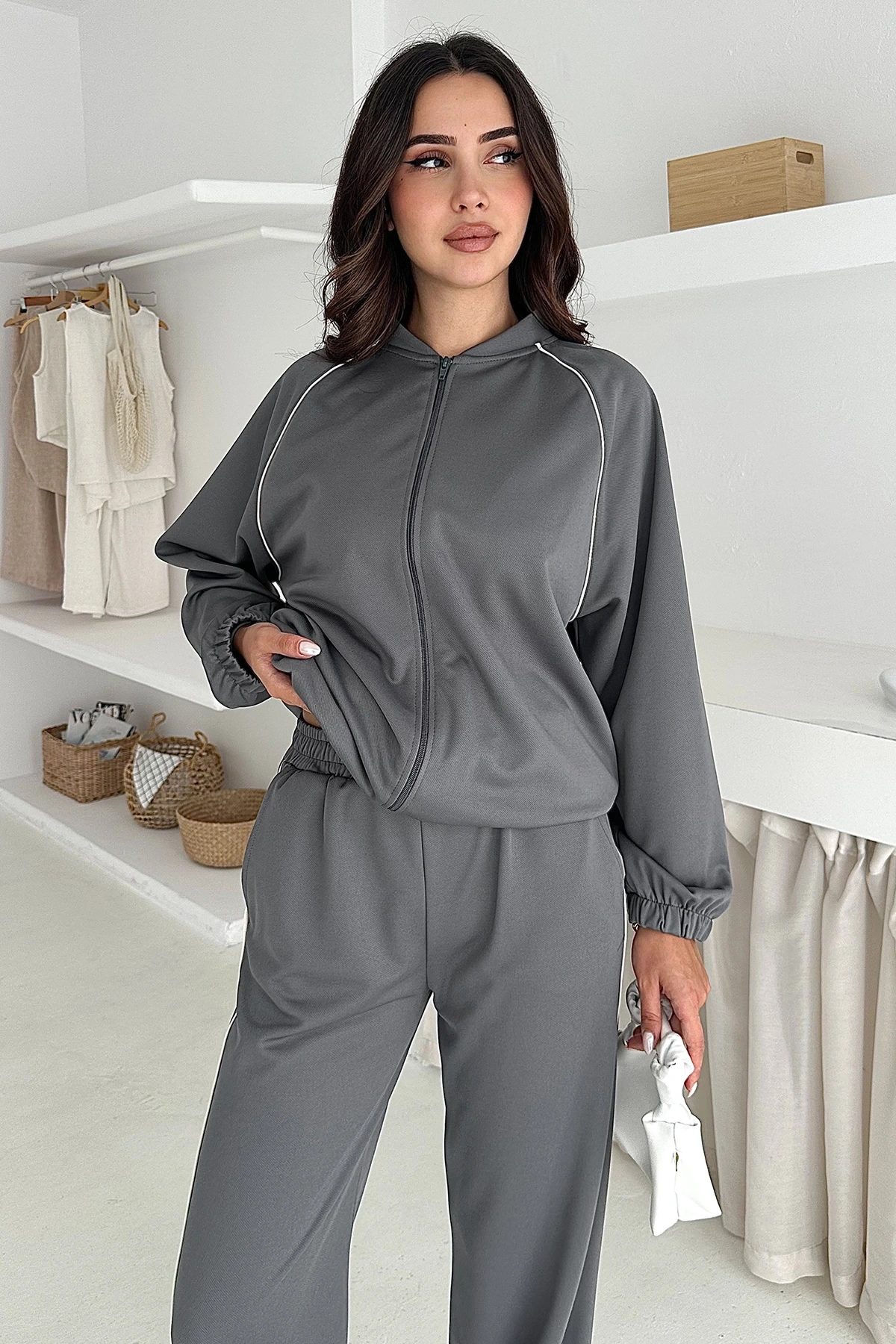 Örme Duble Şerit Detaylı Takım