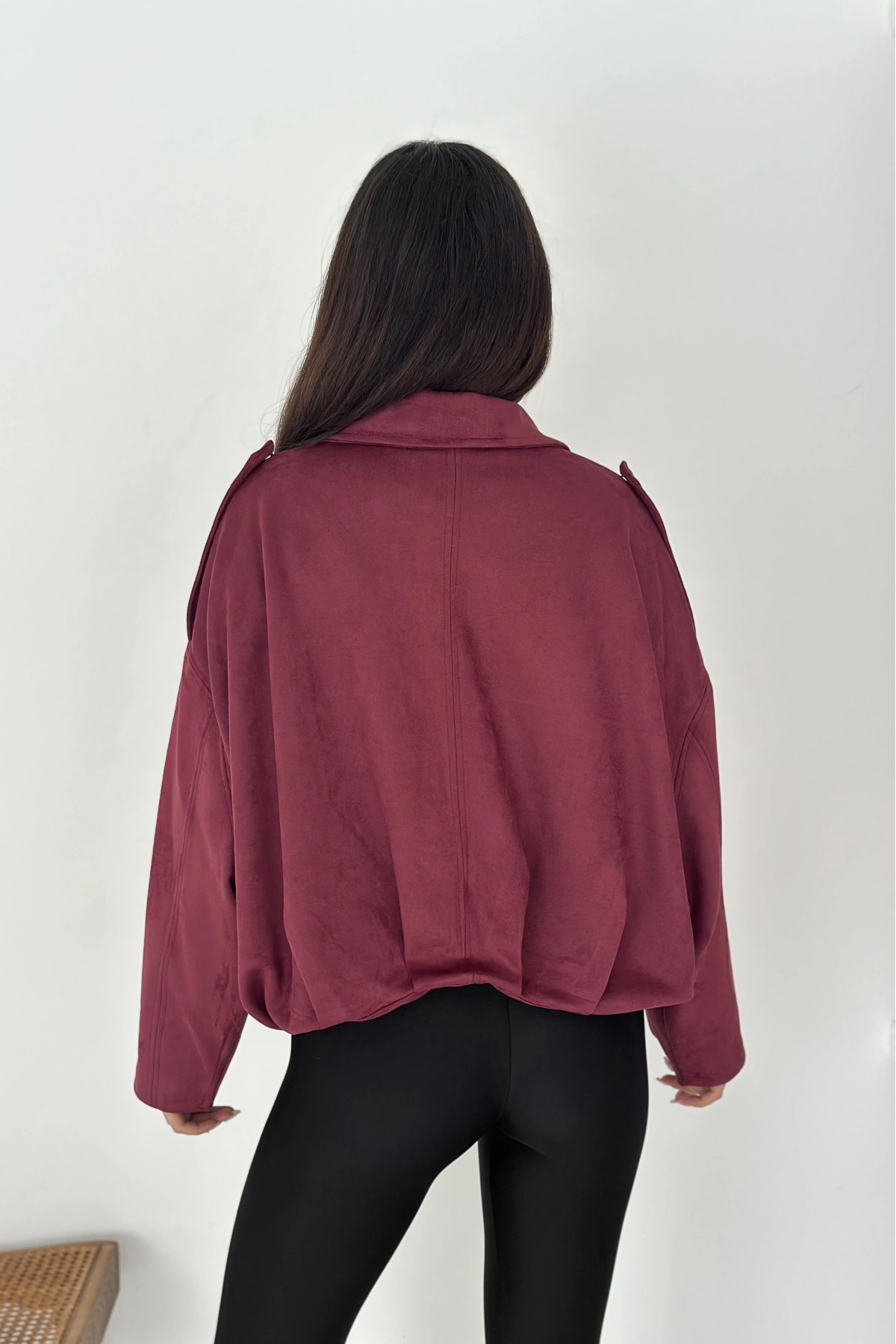 Oversize Astarlı Bomber Süet Ceket