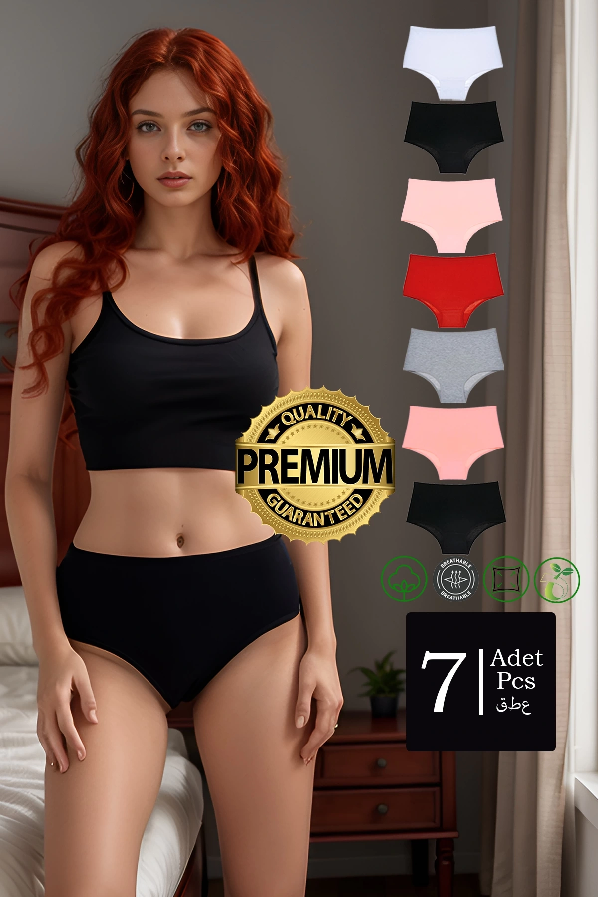 Premium 7Li Paket Pamuklu Yüksek Bel Bato Külot