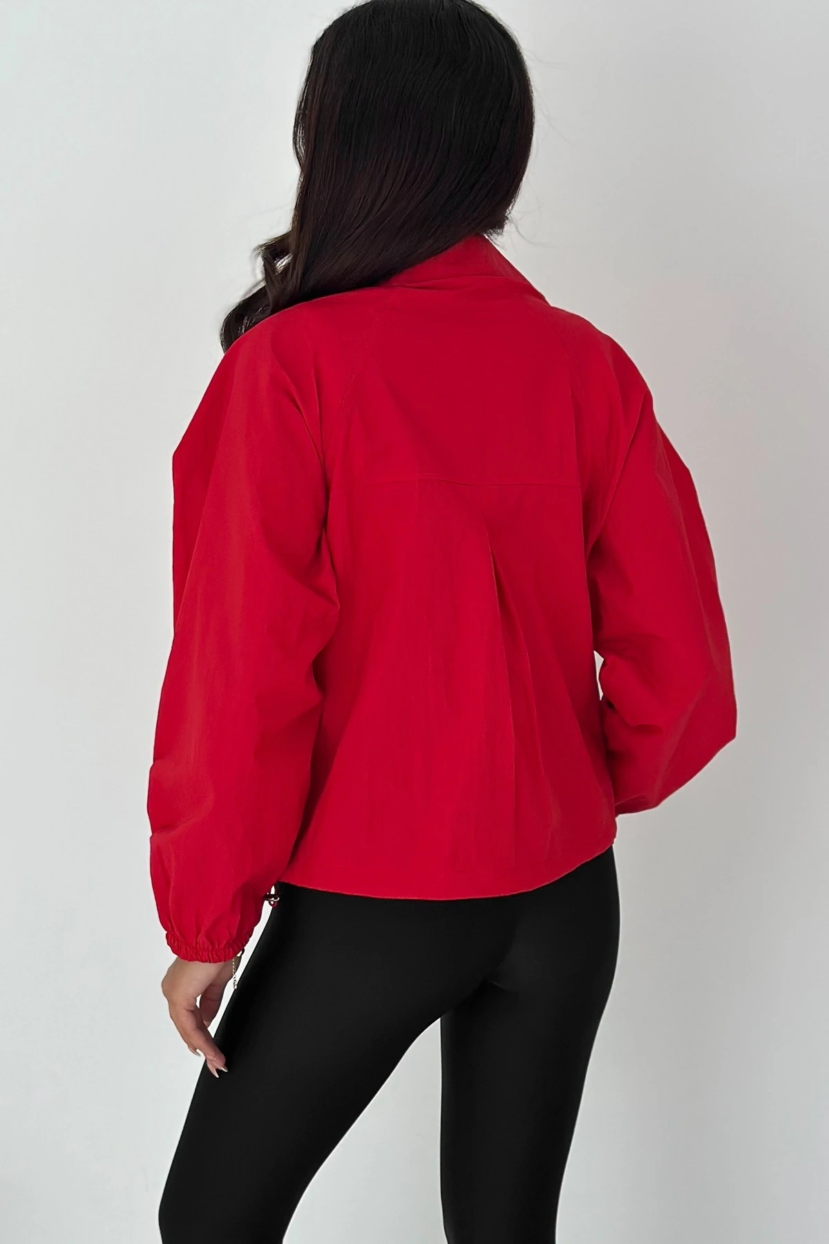 Stoperli Düğmeli Kırmızı Ceket