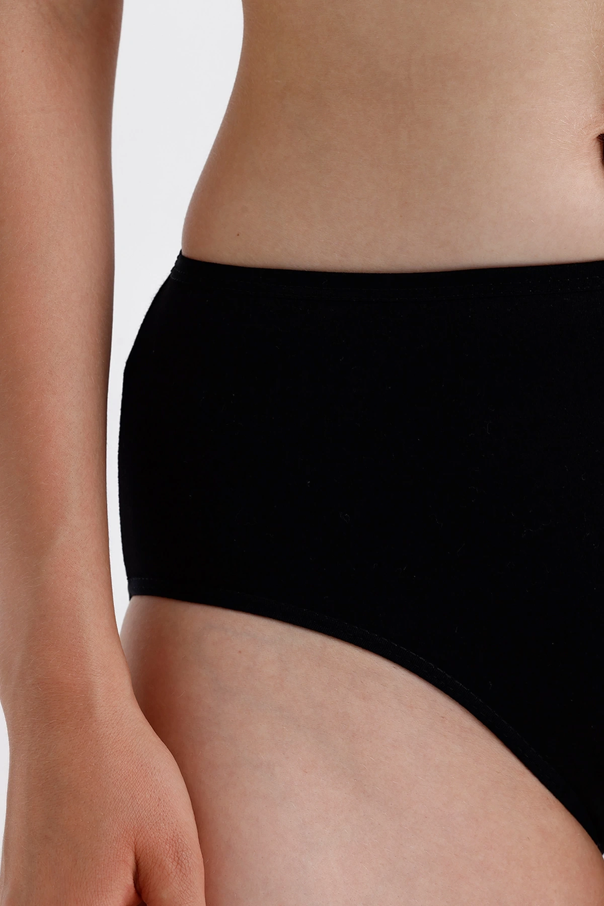 Yüksek Bel Pamuklu 7Li Paket Bato Külot Siyah