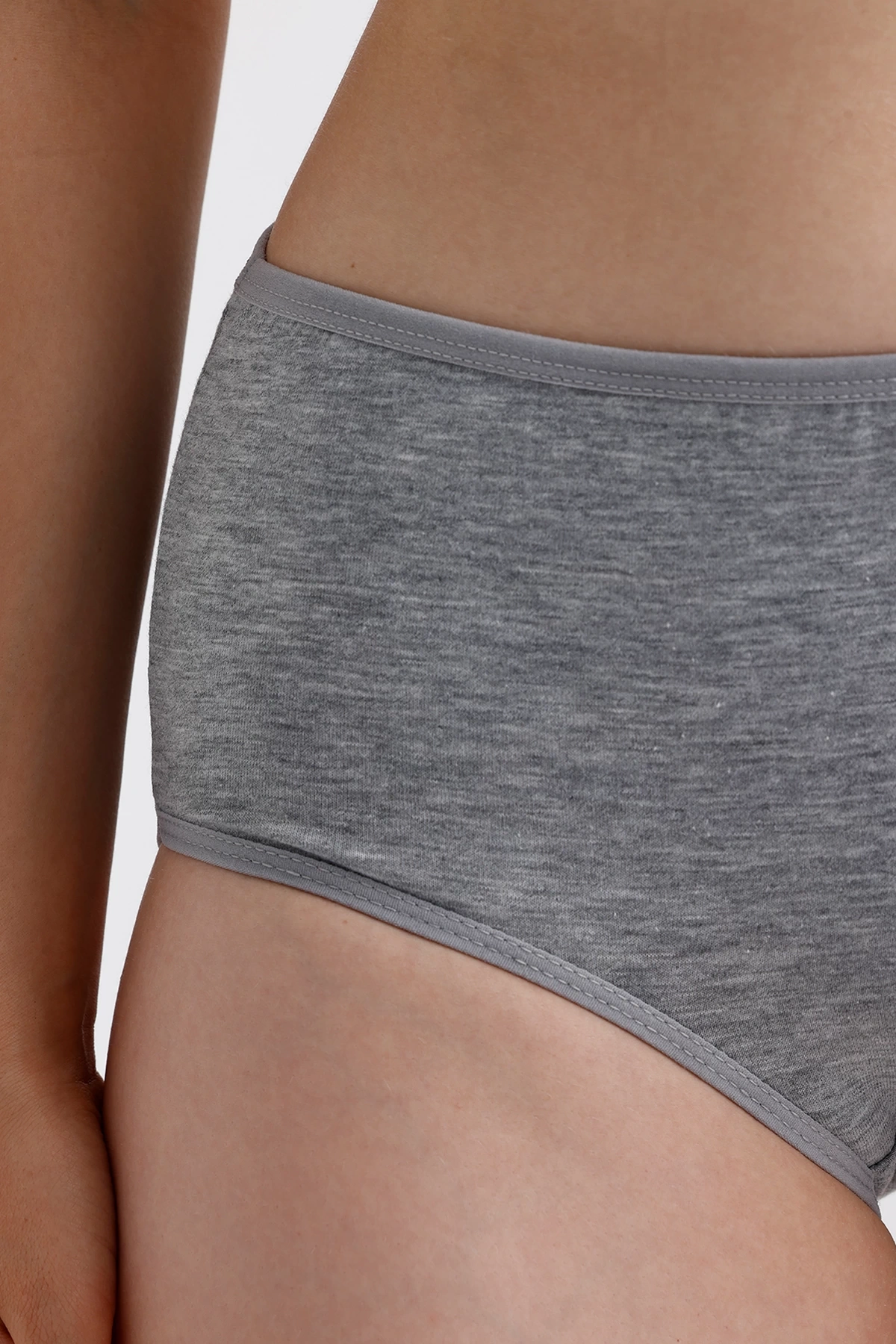 Yüksek Bel Pamuklu 7Li Paket Bato Külot Gri