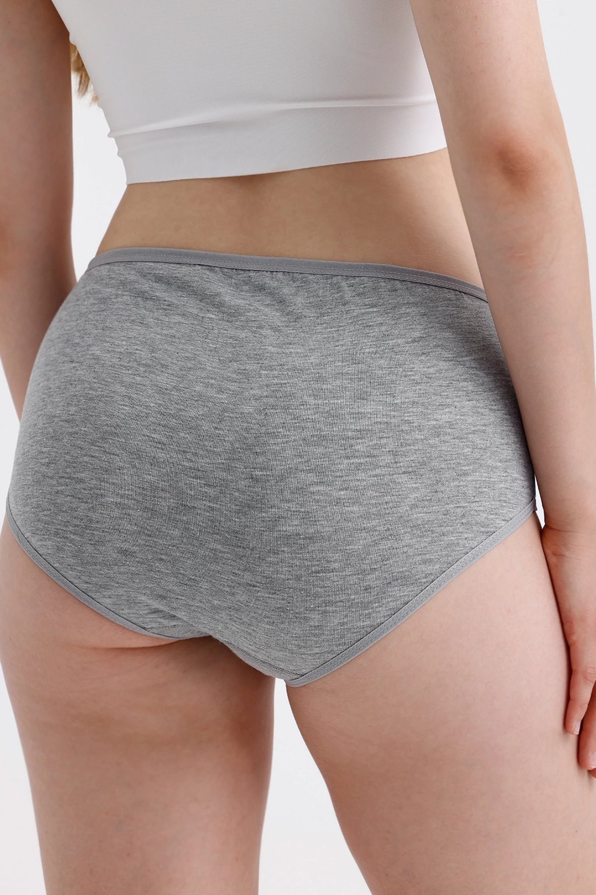 Yüksek Bel Pamuklu 7Li Paket Bato Külot Gri