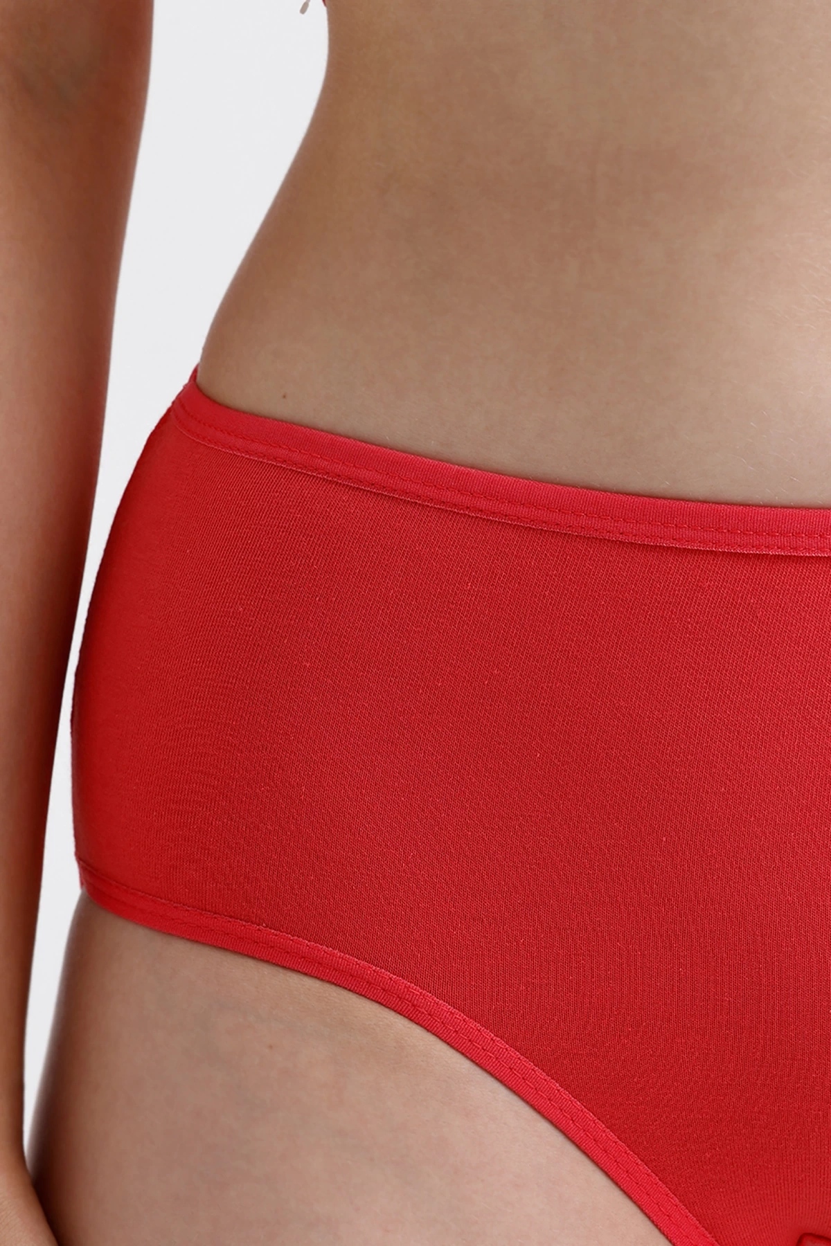 Yüksek Bel Pamuklu 7Li Paket Bato Külot Kırmızı
