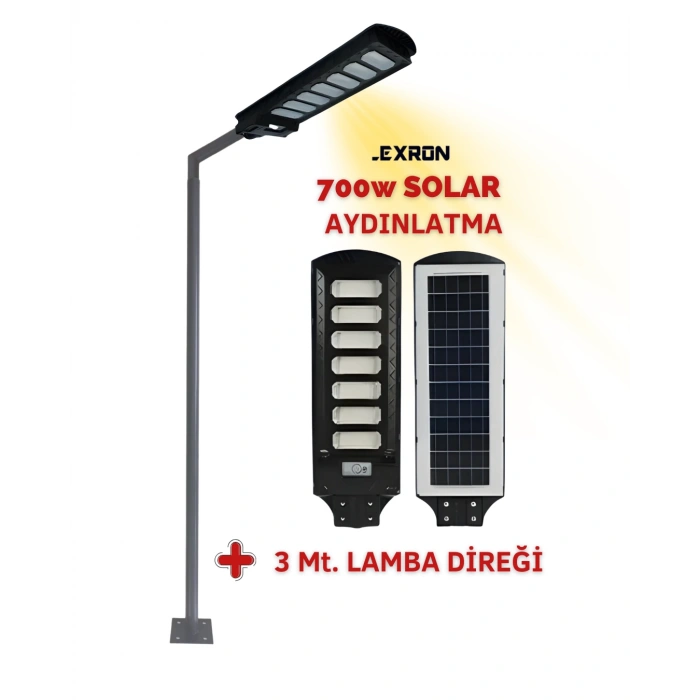 700W SOLAR AYDINLATMA LAMBASI DİREKLİ