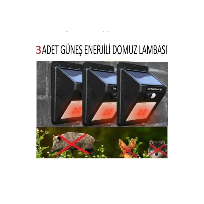 DOMUZ KOVUCU GÜNEŞ ENERJİLİ SENSÖRLÜ İNFRARED IŞIK 3LÜ SET