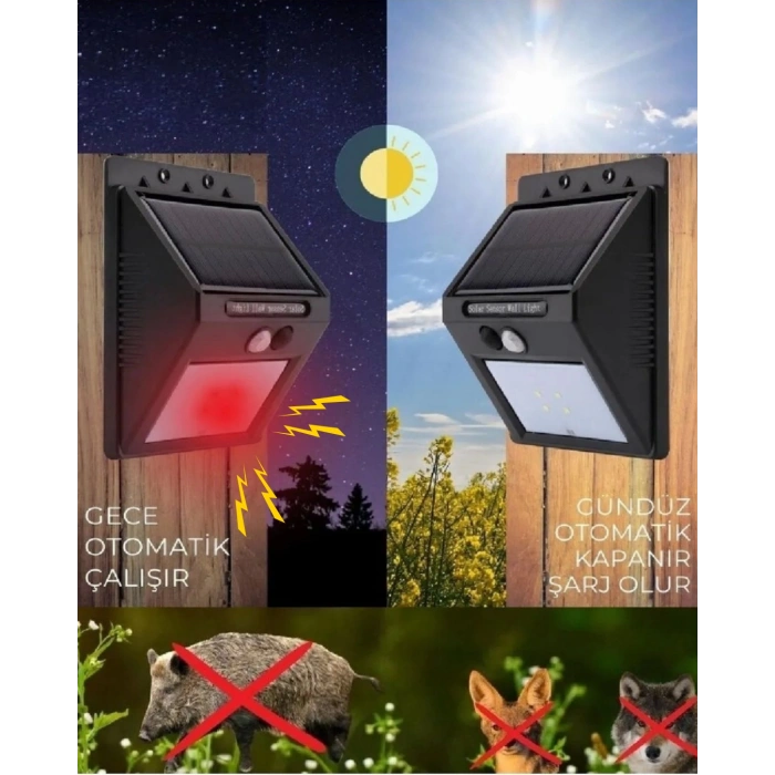 Domuz Kovucu Ayı Kovucu Işıklı Sesli Güneş Enerjili Sensörlü Solar Gece Gündüz Modlu Domuz Kovar Ayı Kovar