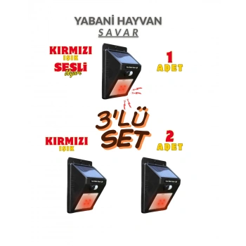 Domuz Kovucu Ayı Kovucu Işıklı Sesli Güneş Enerjili Sensörlü Solar Gece Gündüz Modlu 3lü Karma Set