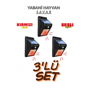 Domuz Kovucu Ayı Kovucu Işıklı Sesli Güneş Enerjili Sensörlü Solar Gece Gündüz Modlu 3lü Set