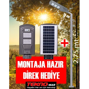 120W GÜNEŞ ENERJİLİ AYDINLATMA LAMBASI + 3M. LAMBA DİREĞİ