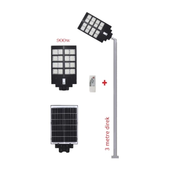 GÜNEŞ ENERJİLİ AYDINLATMA LAMBASI 900w + 3m. LAMBA DİREĞİ