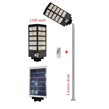 GÜNEŞ ENERJİLİ AYDINLATMA LAMBASI 1200w + 3m. LAMBA DİREĞİ