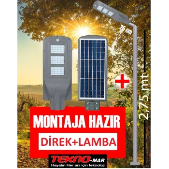 180W GÜNEŞ ENERJİLİ AYDINLATMA LAMBASI + 3M. LAMBA DİREĞİ