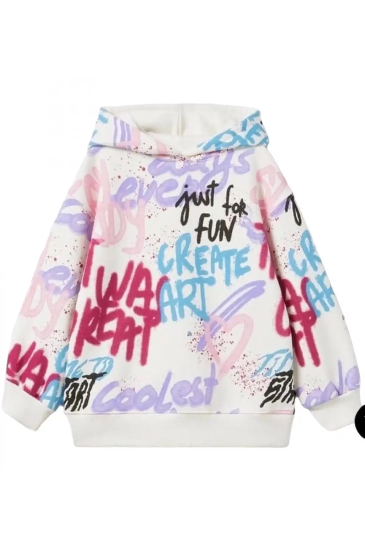 Çocuk Grafitti Baskılı Kapüşonlu Alt-Üst İkili Takım