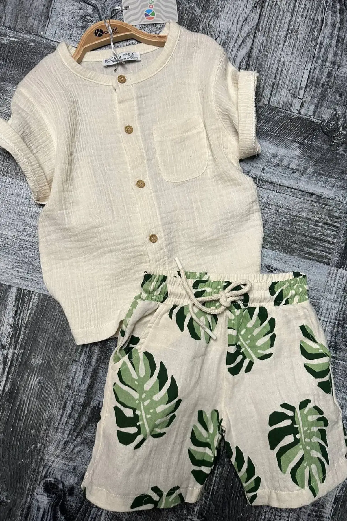 Erkek Çocuk Hakim Yaka Müslin Yeşil Takım