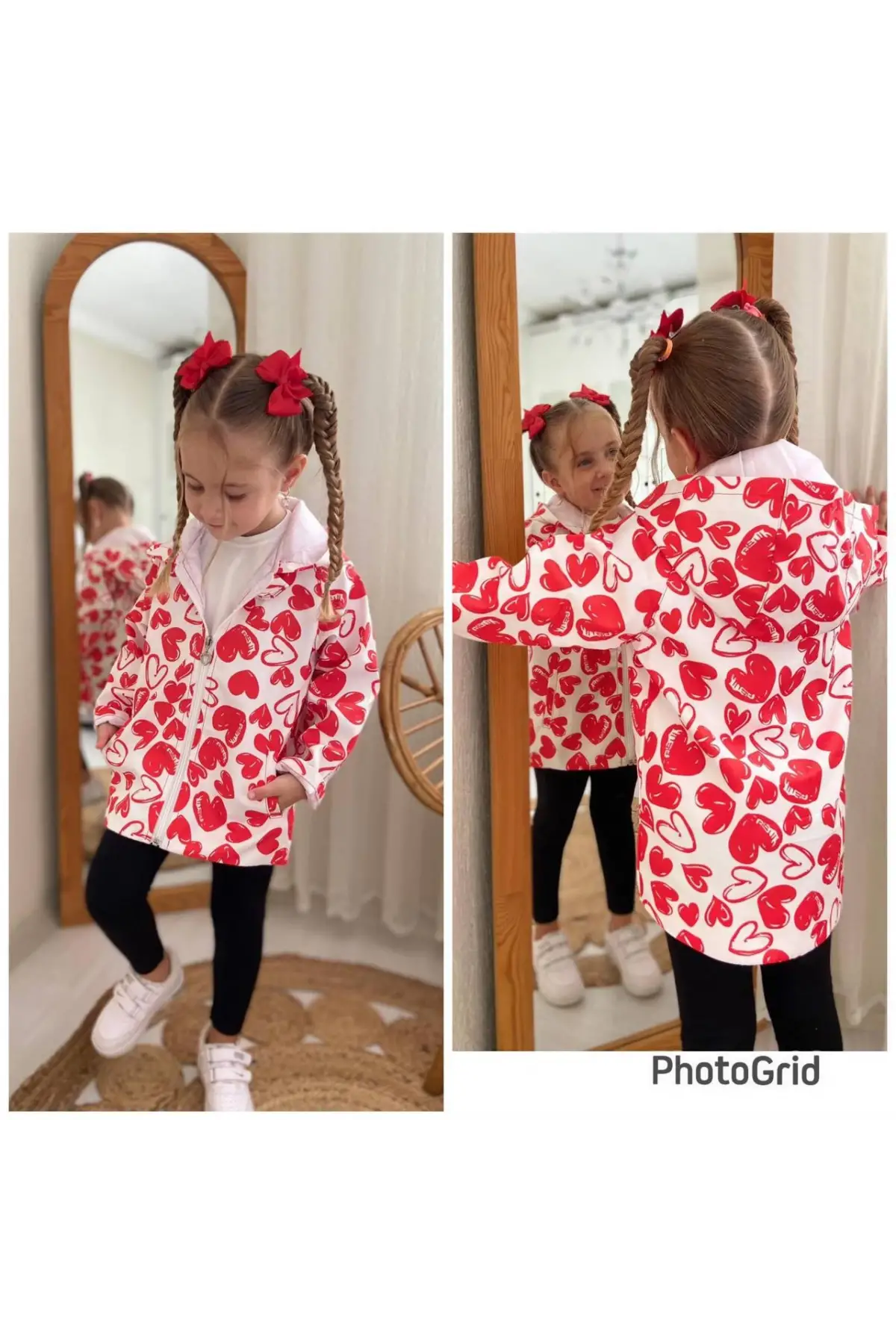 Kız Çocuk Kalp Detaylı Yağmurluk